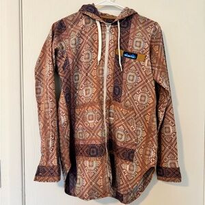 Kavu Saratoga Geometric Patterned Jacket in Brown and Blue